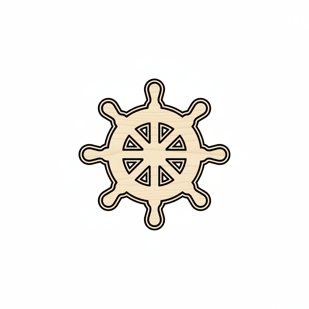 Wood Steering Wheel | Baltic Birch Plywood Wooden Helm Design – Naval Craft Shape Blank Door Hanger Wooden Cutout Cut Outs - Unfinished - NameSigns.com