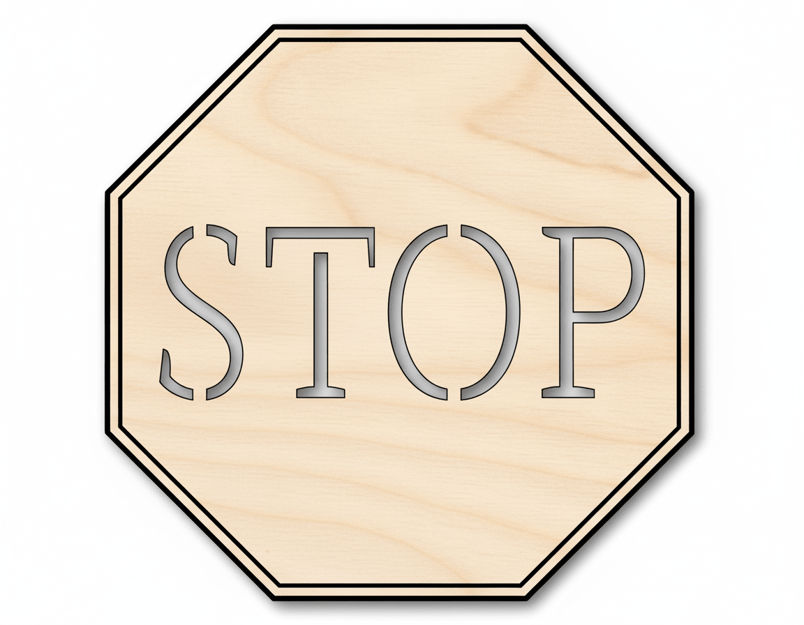 Wood Stop Sign Shape DIY Craft Cutout Blank Door Hanger Wooden Cutout Cut Outs - Unfinished - NameSigns.com