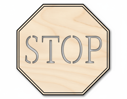 Wood Stop Sign Shape DIY Craft Cutout Blank Door Hanger Wooden Cutout Cut Outs - Unfinished - NameSigns.com