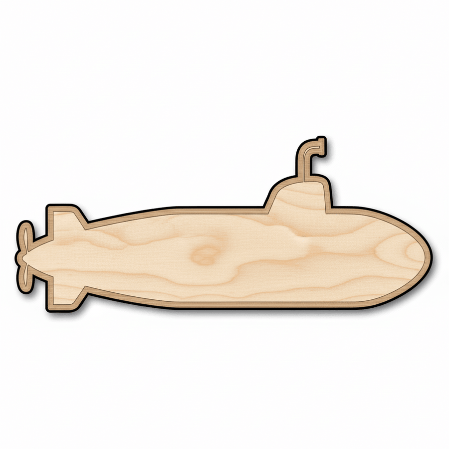 Wood Submarine – Baltic Birch Plywood Laser Cut Wood Art for Nursery Wall Decor Blank Door Hanger Wooden Cutout Cut Outs - Unfinished - NameSigns.com