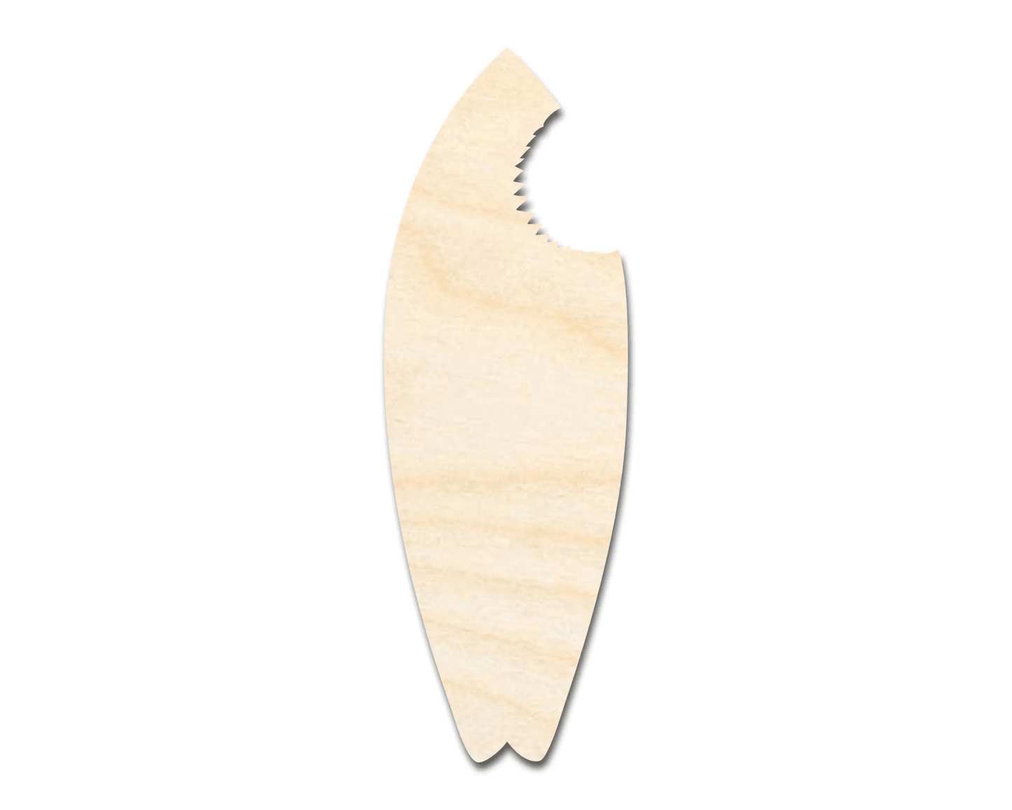 Wood Surf Board Cutout – Shark Bite Surfboard | Wood Shapes for Crafts Blank Door Hanger Wooden Cutout Cut Outs - Unfinished - NameSigns.com