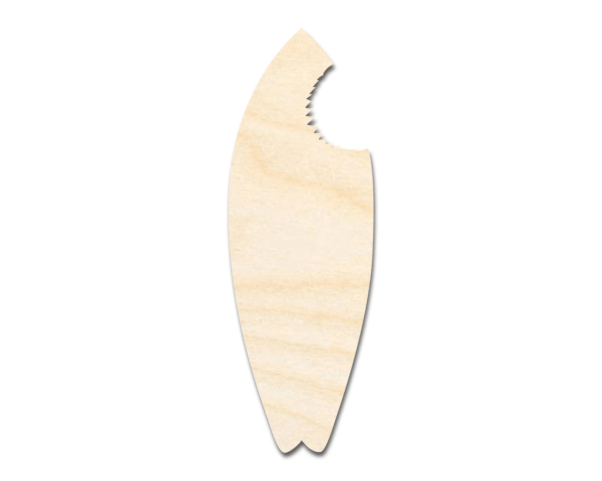 Wood Surf Board Cutout – Shark Bite Surfboard | Wood Shapes for Crafts Blank Door Hanger Wooden Cutout Cut Outs - Unfinished - NameSigns.com