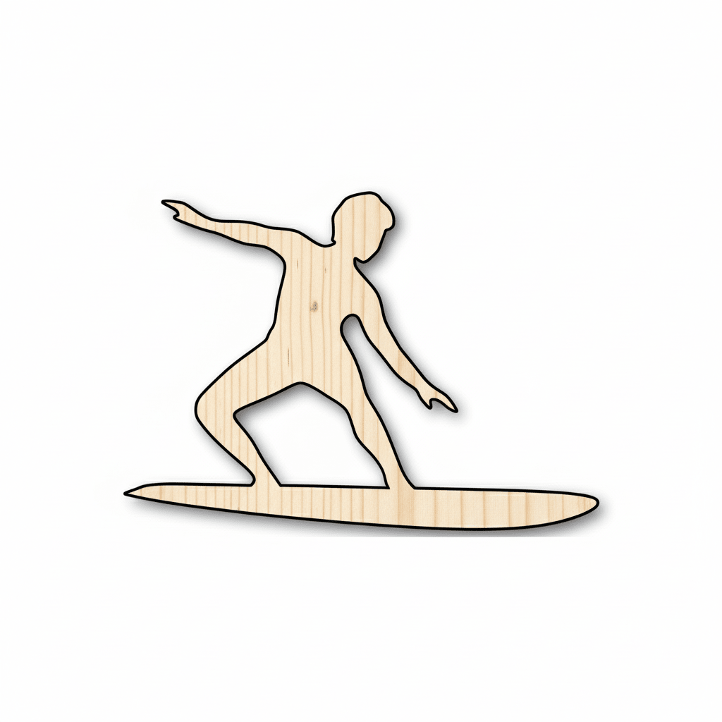 Wood Surfer - Baltic Birch Plywood Surf Shape Craft for DIY Decor Blank Door Hanger Wooden Cutout Cut Outs - Unfinished - NameSigns.com
