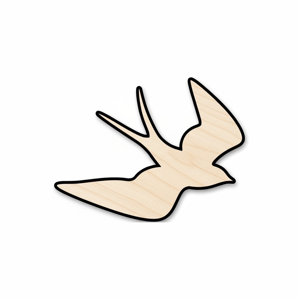 Wood Swallow – Laser Cut Plywood Bird Shape for DIY Crafts Up to 46" Blank Door Hanger Wooden Cutout Cut Outs - Unfinished - NameSigns.com