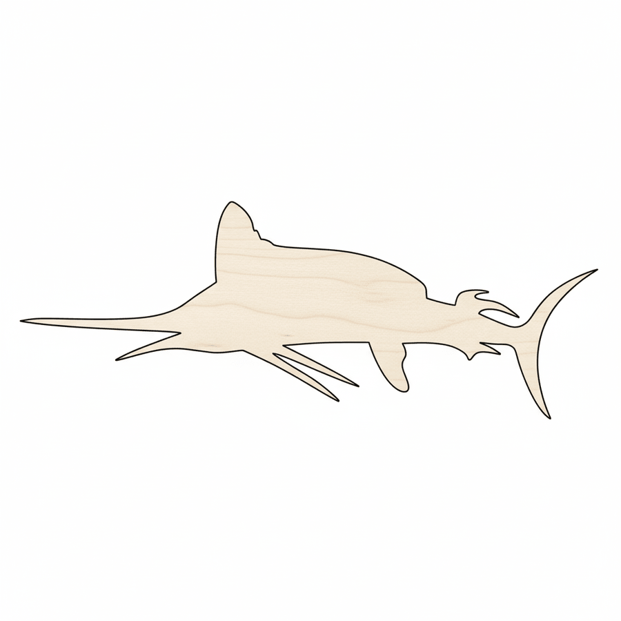 Wood Swordfish – Wooden Marlin Shape | Ocean Theme Decor & DIY Craft Project Blank Door Hanger Wooden Cutout Cut Outs - Unfinished - NameSigns.com