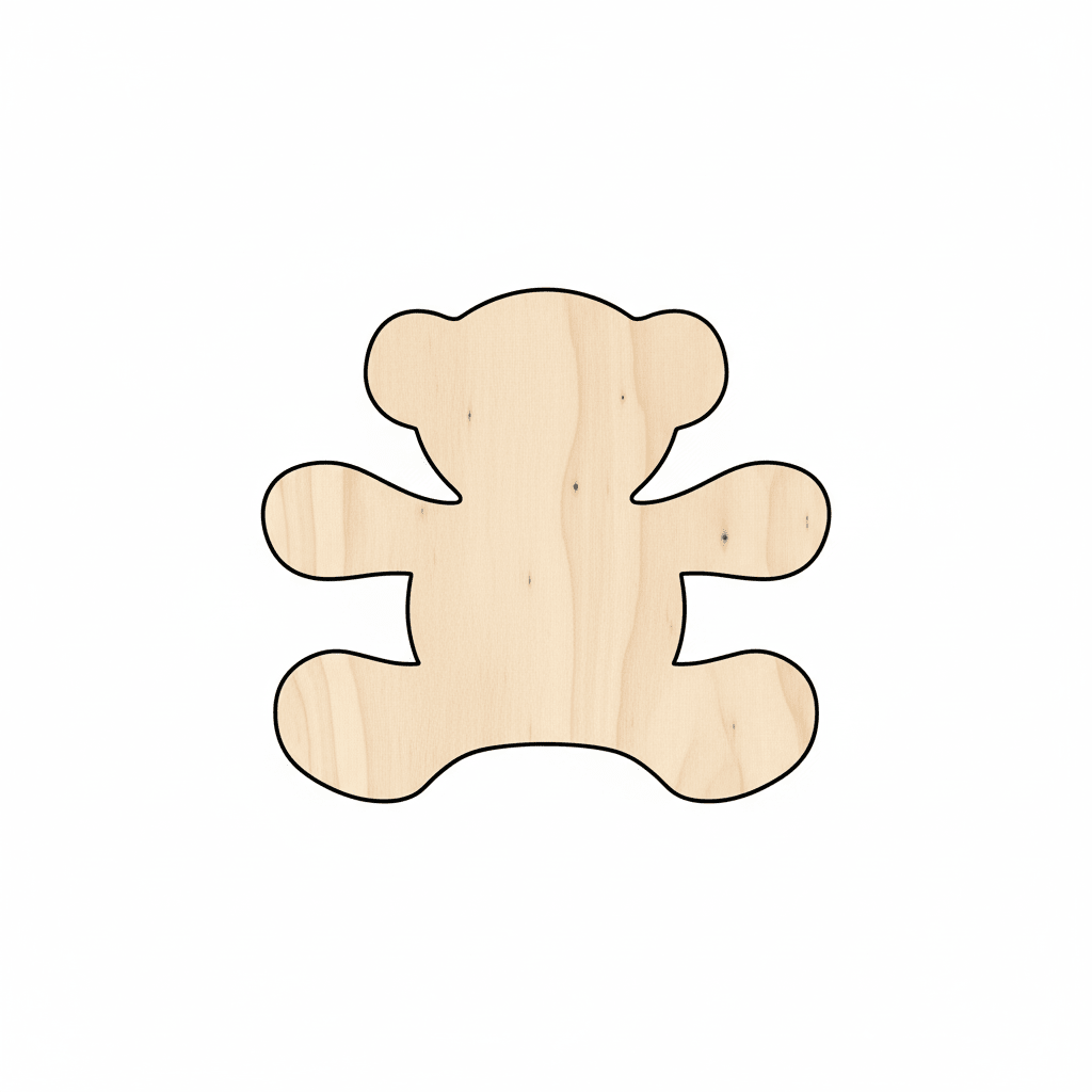 Wood Teddy Bear – DIY Wooden Animals Craft Shape on Baltic Birch Plywood Blank Door Hanger Wooden Cutout Cut Outs - Unfinished - NameSigns.com