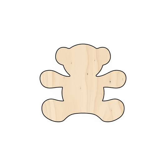 Wood Teddy Bear – DIY Wooden Animals Craft Shape on Baltic Birch Plywood Blank Door Hanger Wooden Cutout Cut Outs - Unfinished - NameSigns.com