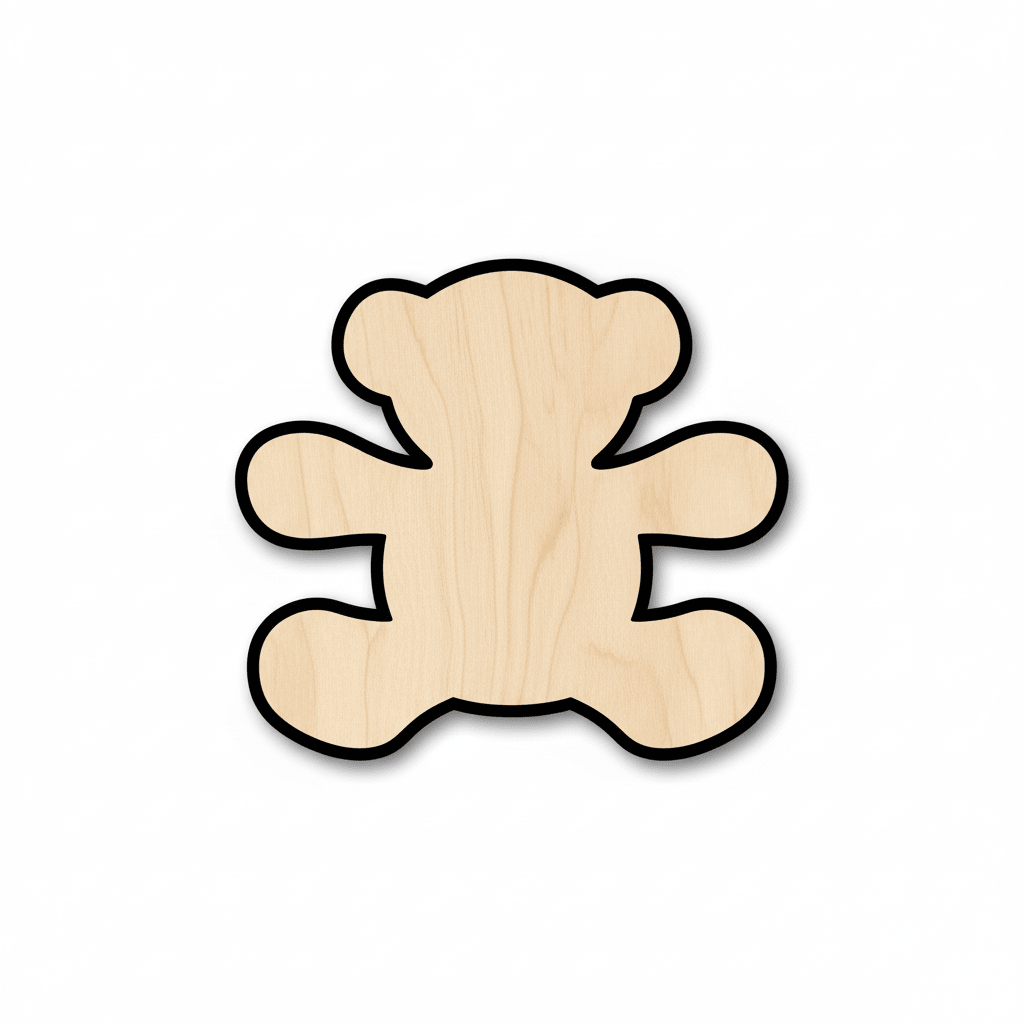 Wood Teddy Bear – Large Laser Cut Baltic Birch Plywood Craft Shape Blank Door Hanger Wooden Cutout Cut Outs - Unfinished - NameSigns.com