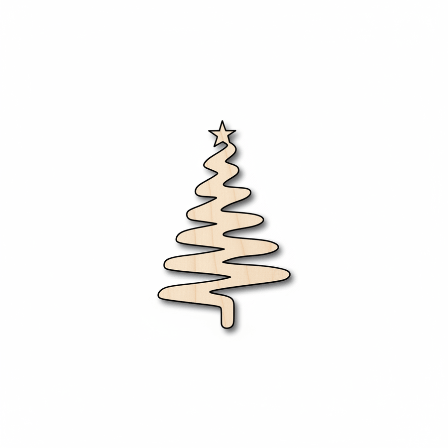 Wood Tree - Custom Baltic Birch Plywood | Zig Zag Wood Design Blank Door Hanger Wooden Cutout Cut Outs - Unfinished - NameSigns.com
