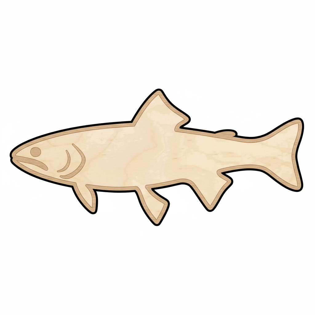 Wood Trout | Baltic Birch Plywood Fish Shape Up to 46" - DIY Craft Project Blank Door Hanger Wooden Cutout Cut Outs - Unfinished - NameSigns.com