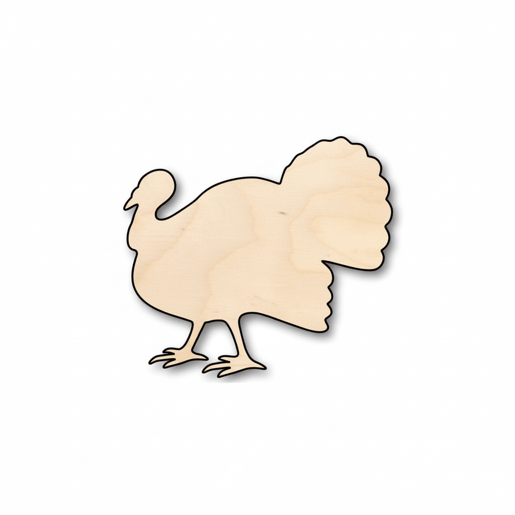 Wood Turkey - Baltic Birch Plywood | Laser Cut Wood Art Craft Shape Blank Door Hanger Wooden Cutout Cut Outs - Unfinished - NameSigns.com