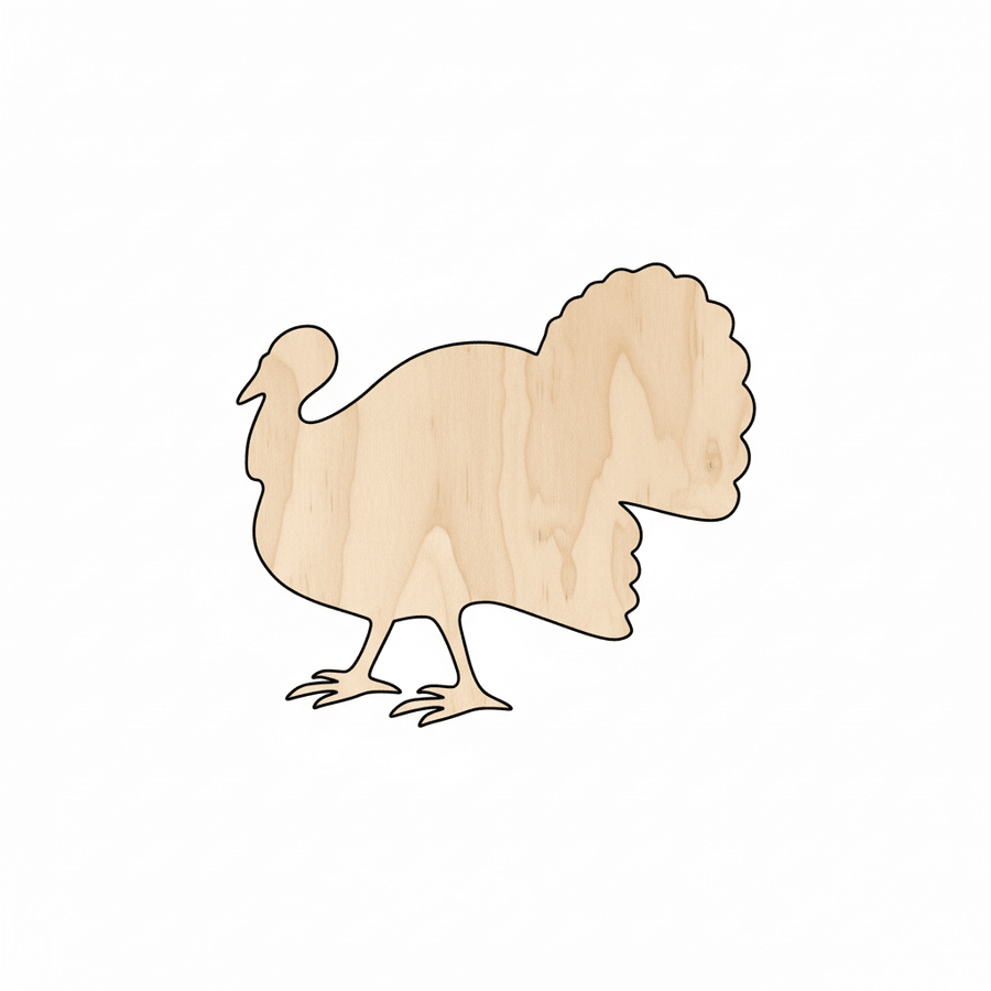Wood Turkey - Baltic Birch Plywood Natural Cutout Craft Shape Blank Door Hanger Wooden Cutout Cut Outs - Unfinished - NameSigns.com