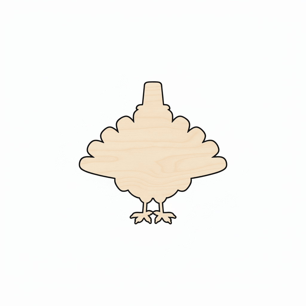 Wood Turkey Baltic Birch Plywood – Thanksgiving Craft Shape Cutout Blank Door Hanger Wooden Cutout Cut Outs - Unfinished - NameSigns.com