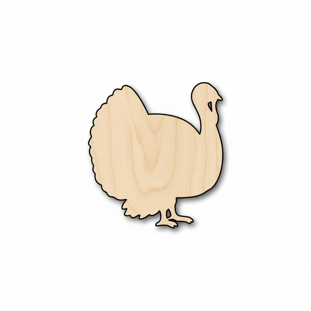 Wood Turkey – Laser Cut Wood Craft Shapes | Birch Plywood Blanks Blank Door Hanger Wooden Cutout Cut Outs - Unfinished - NameSigns.com