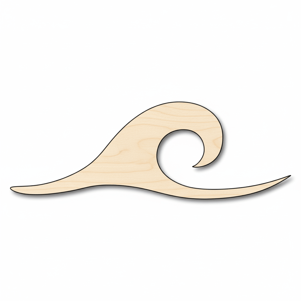 Wood Wave | Baltic Birch Plywood Ocean Wave Cutout for DIY Wooden Decor Blank Door Hanger Wooden Cutout Cut Outs - Unfinished - NameSigns.com