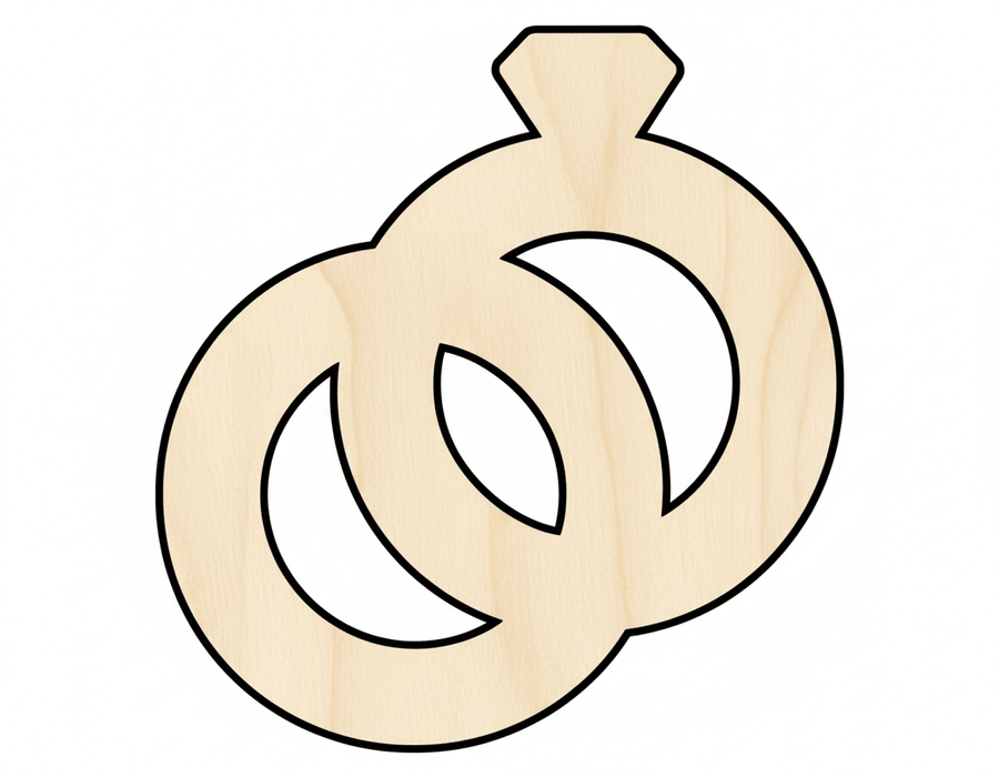 Wood Wedding Rings - Baltic Birch DIY Craft Cutouts Up to 46" Blank Door Hanger Wooden Cutout Cut Outs - Unfinished - NameSigns.com