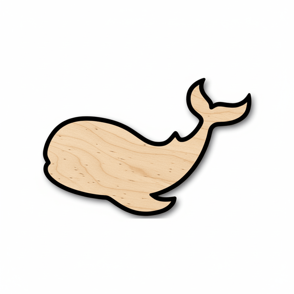 Wood Whale – Baltic Birch Plywood Ocean Animal Cutout | Sanded Wood Shape Blank Door Hanger Wooden Cutout Cut Outs - Unfinished - NameSigns.com