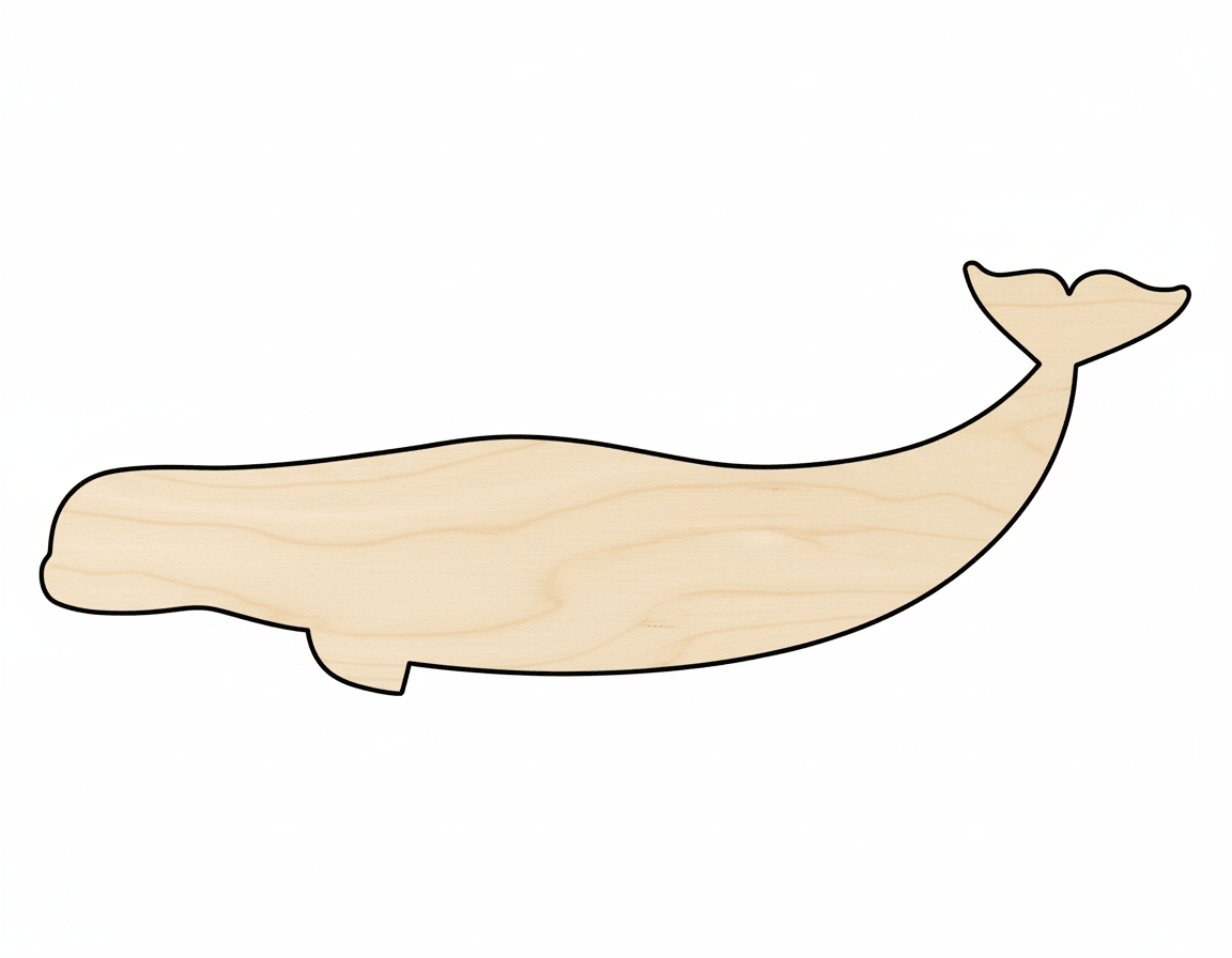 Wood Whale | Beluga Whale Cutout 46" - DIY Wooden Animals Craft Project Blank Door Hanger Wooden Cutout Cut Outs - Unfinished - NameSigns.com