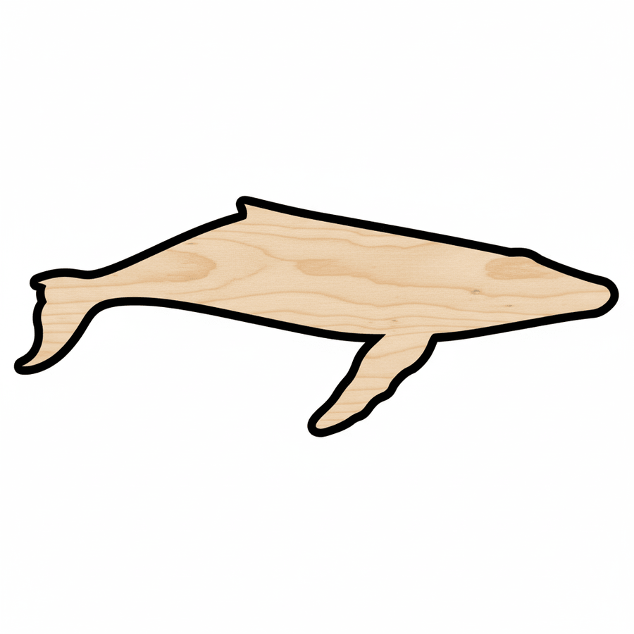 Wood Whale – Humpback Design | DIY Wood Crafts Natural Finish Blank Door Hanger Wooden Cutout Cut Outs - Unfinished - NameSigns.com