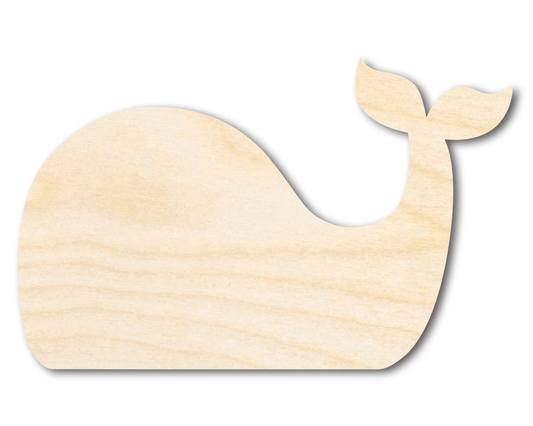 Wood Whale - Large Wood Cutout | Simple Whale Design for DIY Crafts Blank Door Hanger Wooden Cutout Cut Outs - Unfinished - NameSigns.com