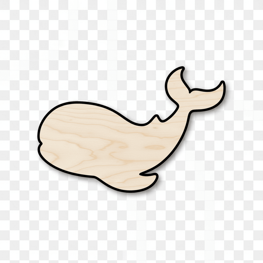 Wood Whale – Laser Cut Wood Craft Shape for Nursery Wall Decor Blank Door Hanger Wooden Cutout Cut Outs - Unfinished - NameSigns.com