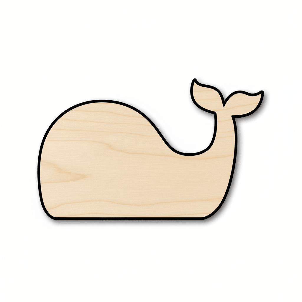 Wood Whale - Simple Whale Design | Craft Project Supplies Up to 46" Blank Door Hanger Wooden Cutout Cut Outs - Unfinished - NameSigns.com