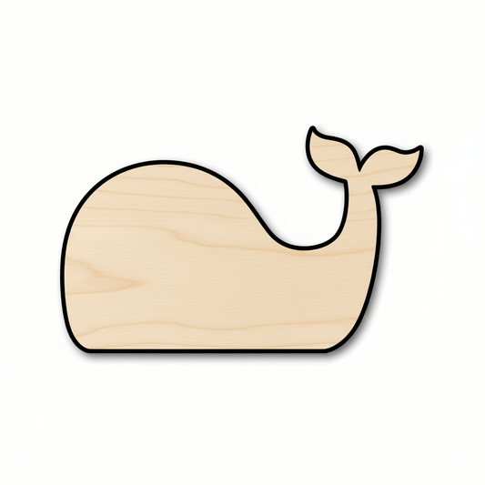 Wood Whale - Simple Whale Design | Craft Project Supplies Up to 46" Blank Door Hanger Wooden Cutout Cut Outs - Unfinished - NameSigns.com