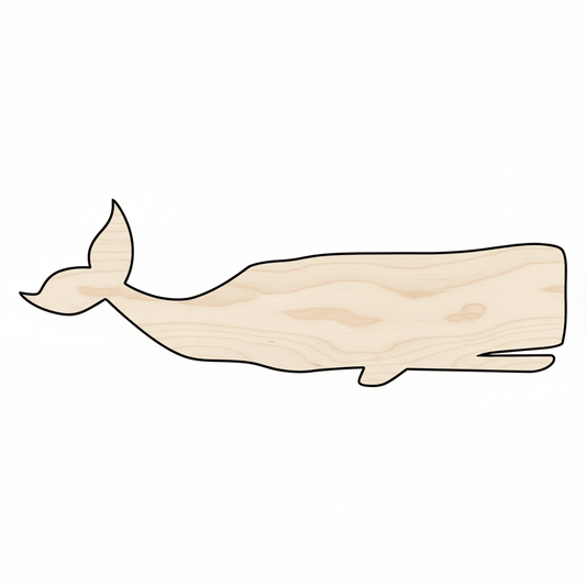 Wood Whale – Sperm Whale Cutout for DIY Wood Projects Up to 46" Blank Door Hanger Wooden Cutout Cut Outs - Unfinished - NameSigns.com