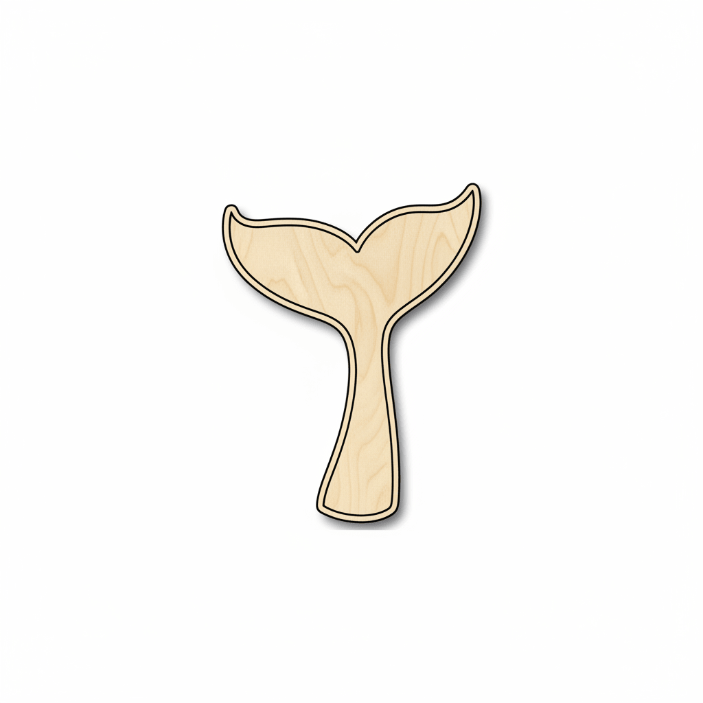 Wood Whale Tail – Baltic Birch Plywood Wooden Whale Cutout for Nursery Decor Blank Door Hanger Wooden Cutout Cut Outs - Unfinished - NameSigns.com
