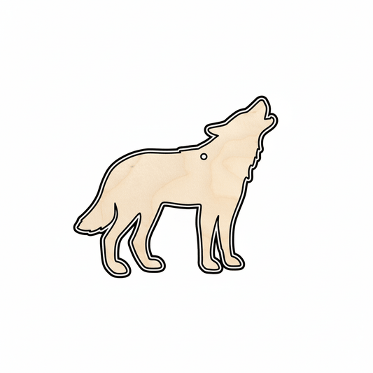 Wood Wolf – Howling Animal Shape for DIY Wood Projects Blank Door Hanger Wooden Cutout Cut Outs - Unfinished - NameSigns.com