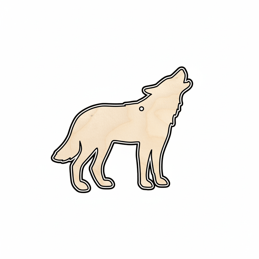 Wood Wolf – Howling Animal Shape for DIY Wood Projects Blank Door Hanger Wooden Cutout Cut Outs - Unfinished - NameSigns.com