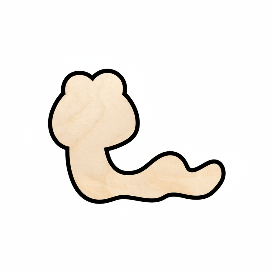 Wood Worm - Wooden Worm Shape Craft Project Supplies Up to 46" Blank Door Hanger Wooden Cutout Cut Outs - Unfinished - NameSigns.com
