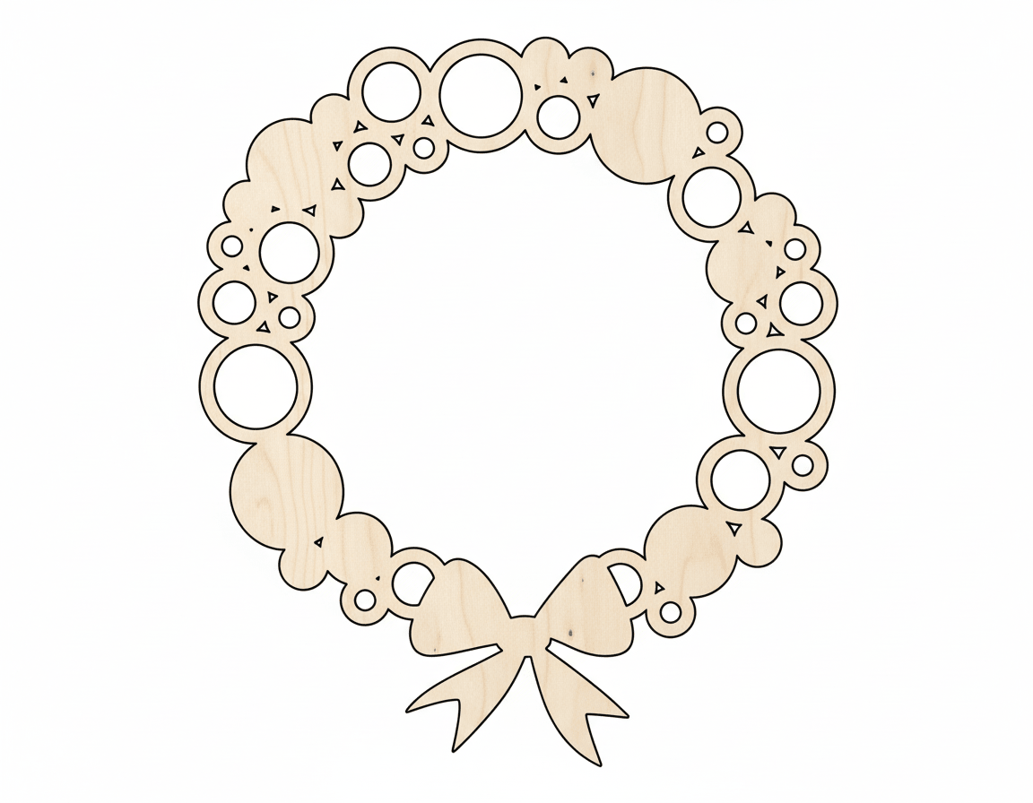 Wood Wreath – Custom Laser Cut Wood Craft Shapes | Baltic Birch Plywood Up to 46" Blank Door Hanger Wooden Cutout Cut Outs - Unfinished - NameSigns.com