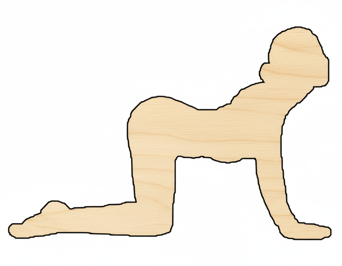 Wood Yoga Cat Pose Shape DIY Craft Cutout Blank Door Hanger Wooden Cutout Cut Outs - Unfinished - NameSigns.com