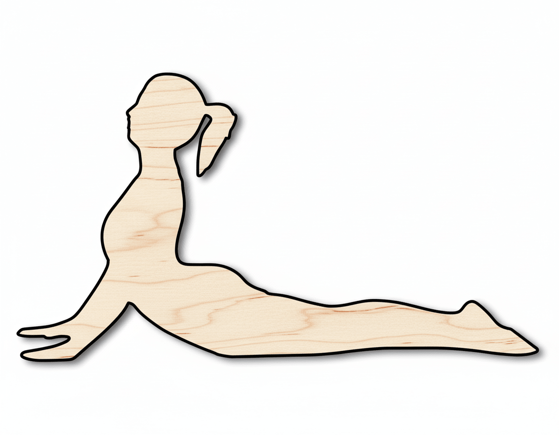 Wood Yoga Cobra Pose Shape DIY Craft Cutout Blank Door Hanger Wooden Cutout Cut Outs - Unfinished - NameSigns.com