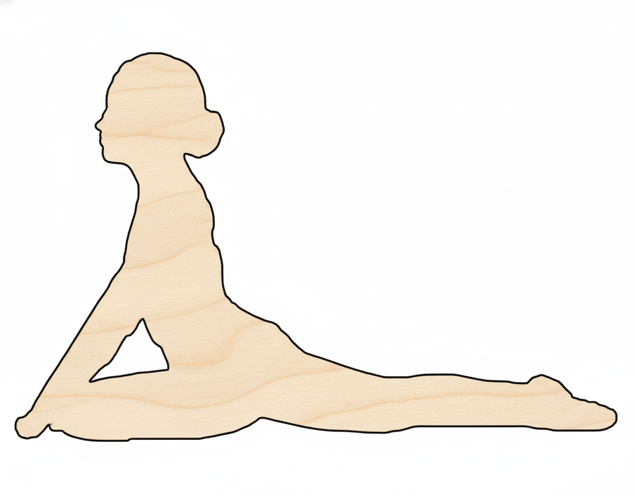 Wood Yoga Pigeon Pose Shape DIY Craft Cutout Blank Door Hanger Wooden Cutout Cut Outs - Unfinished - NameSigns.com