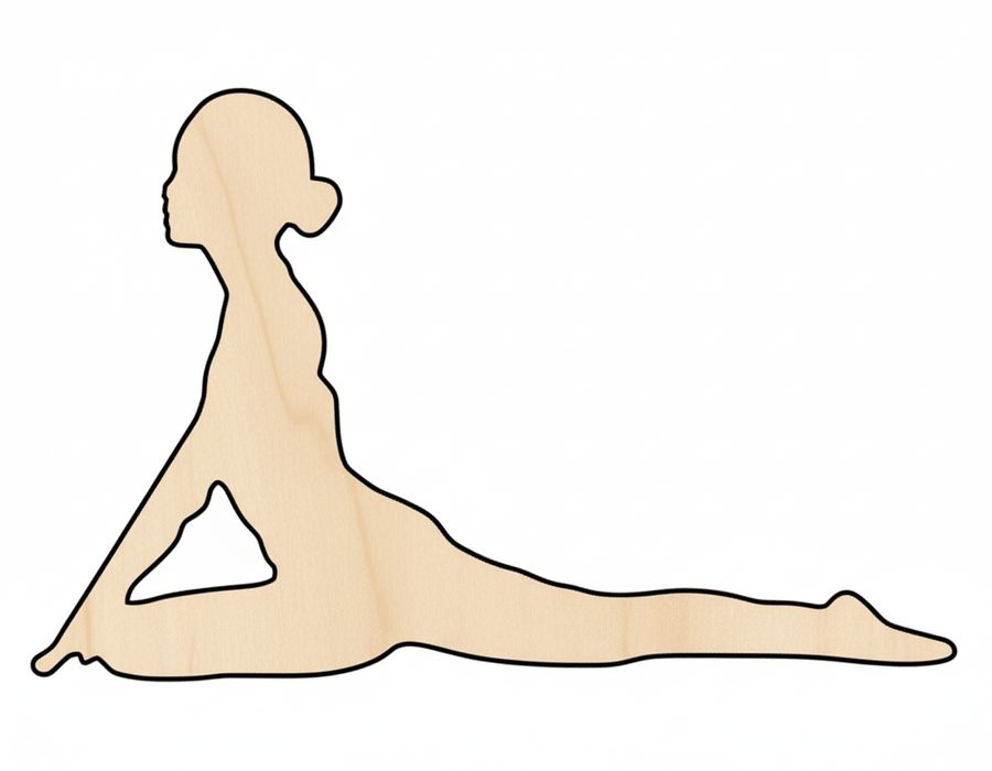 Wood Yoga Pigeon Pose Shape DIY Craft Cutout Blank Door Hanger Wooden Cutout Cut Outs - Unfinished - NameSigns.com