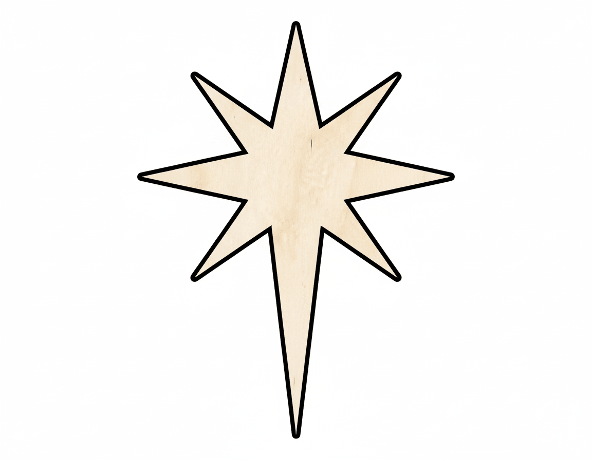 Wooden Bethlehem Star Cut Out Door Hanger Large 36 Inch Birch Wood Shape Unfinished Paintable DIY Holiday Decor - NameSigns.com