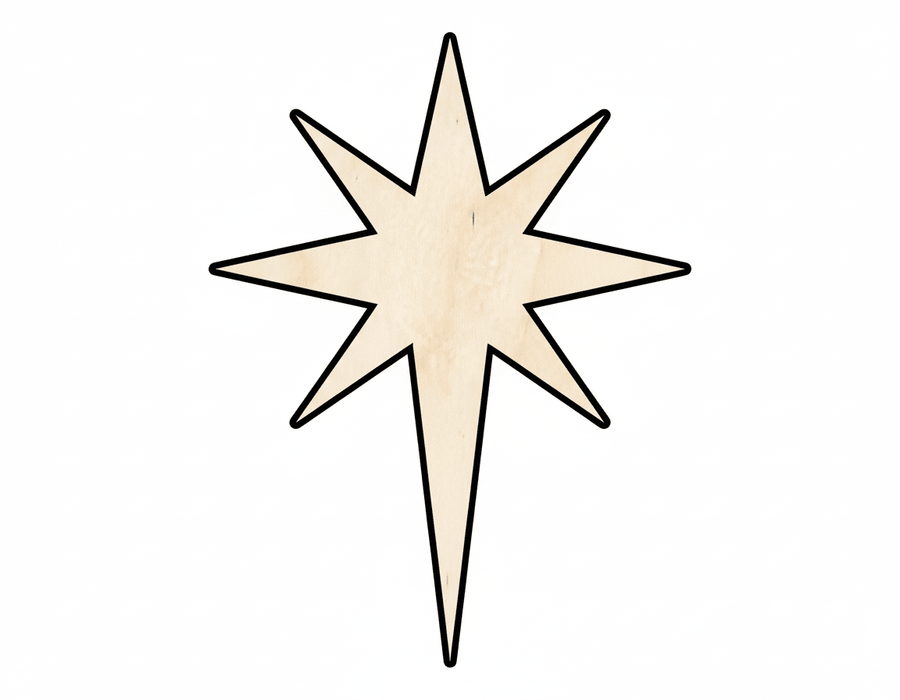 Wooden Bethlehem Star Cut Out Door Hanger Large 36 Inch Birch Wood Shape Unfinished Paintable DIY Holiday Decor - NameSigns.com