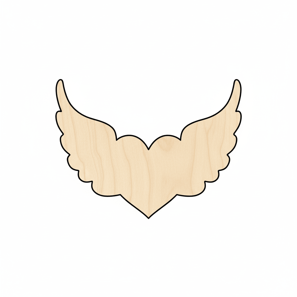 Wooden Heart Cutout – Winged Heart Shape | DIY Wood Craft Supplies for Valentines Day Blank Door Hanger Wooden Cutout Cut Outs - Unfinished - NameSigns.com