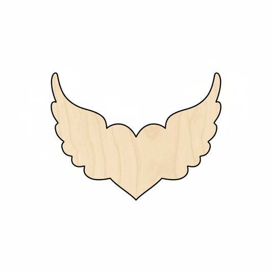Wooden Heart Cutout – Winged Heart Shape | DIY Wood Craft Supplies for Valentines Day Blank Door Hanger Wooden Cutout Cut Outs - Unfinished - NameSigns.com