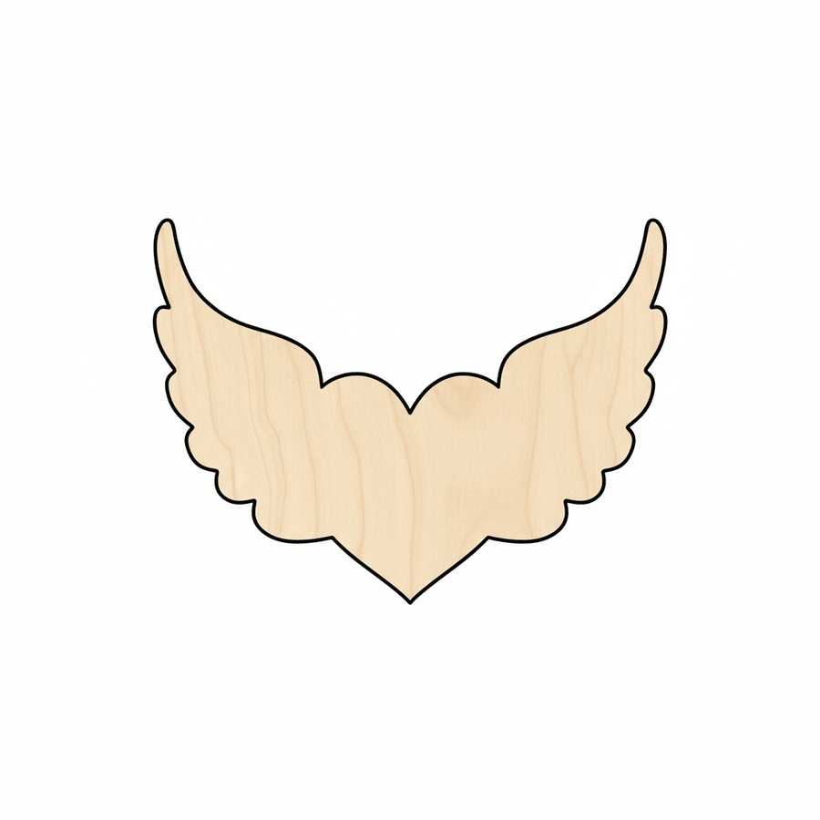 Wooden Heart Cutout – Winged Heart Shape | DIY Wood Craft Supplies for Valentines Day Blank Door Hanger Wooden Cutout Cut Outs - Unfinished - NameSigns.com