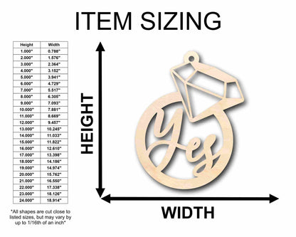 Yes with Ring Sign Ornament Wood Cutout Home Decor DIY Wedding - NameSigns.com